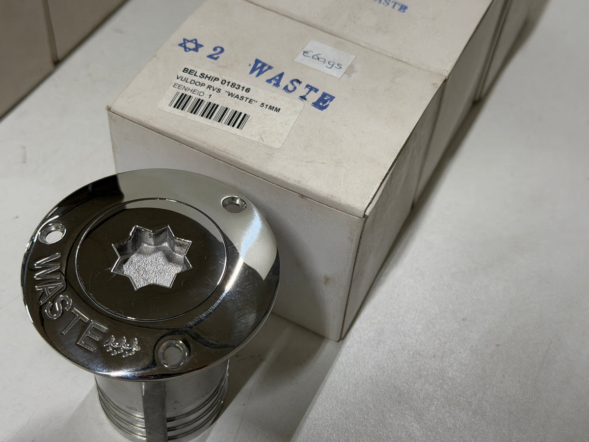 RVS Waste / water vuldop /dekvuldop 51 mm Belship 018316 NIEUW