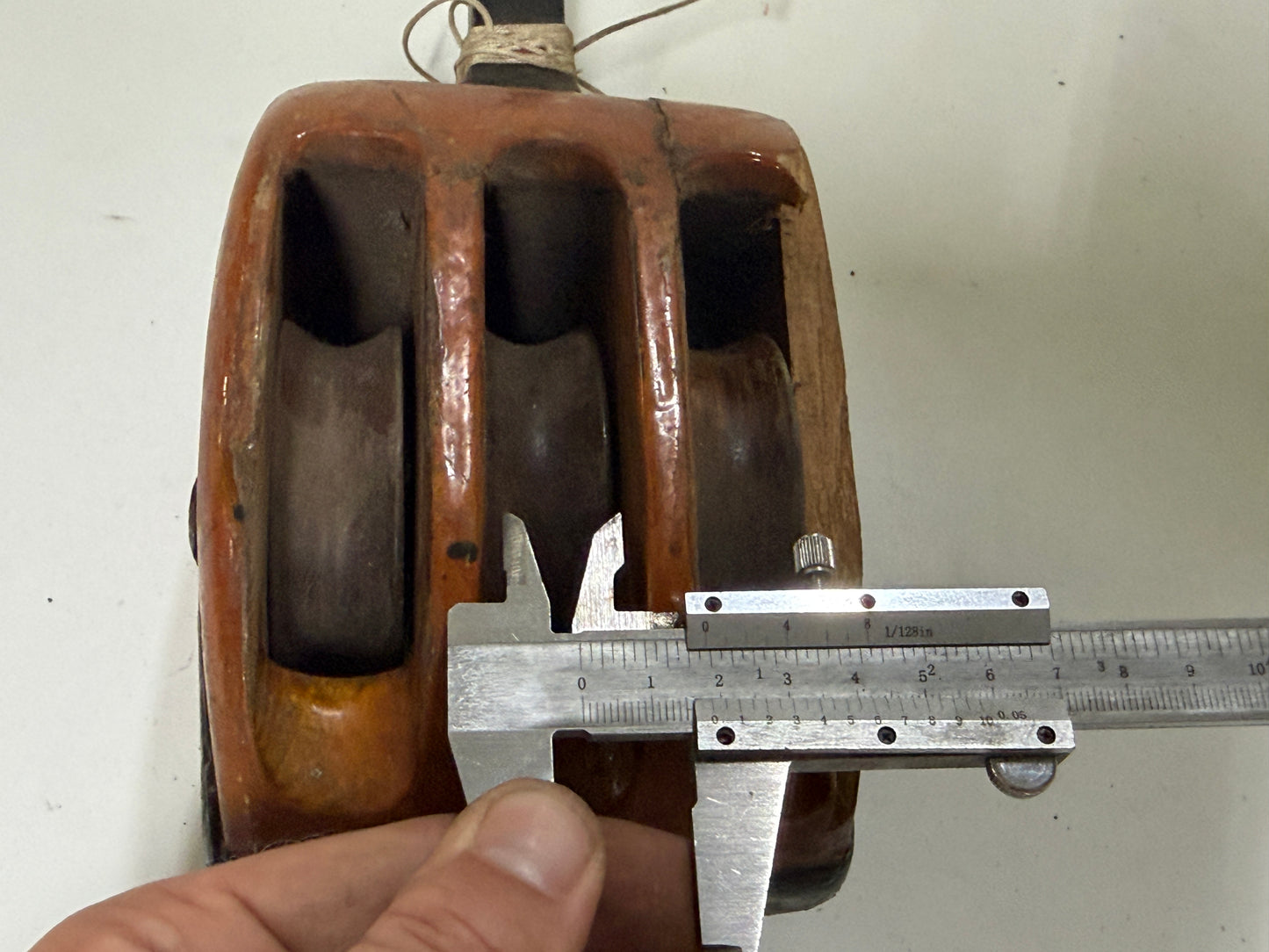 Houten 3 schijfsblok 75 mm tot 18 mm lijn - 56