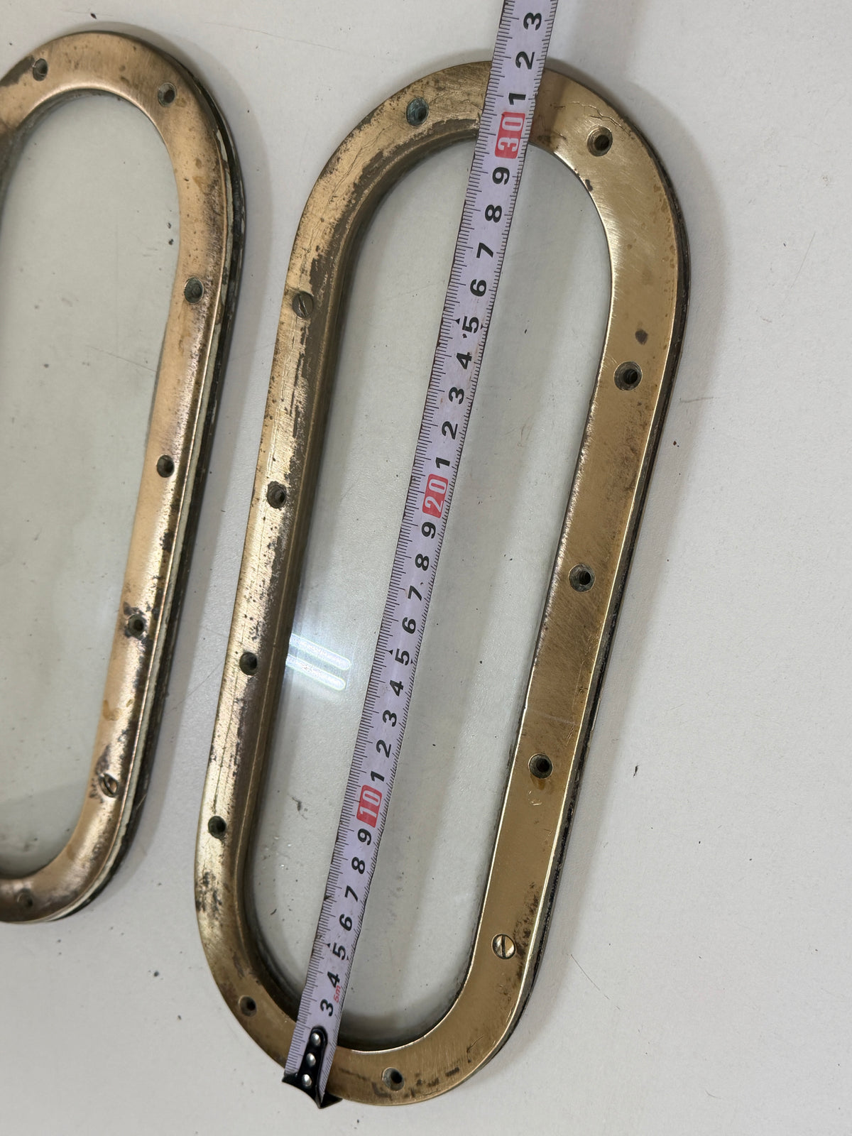 6 x bronzen / messing lichtrand / pratrijspoort met tegenringen