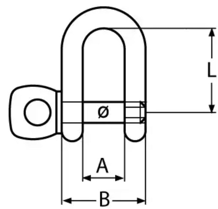 Boat Vision D-sluiting kort 7 x 14 x 23,5 mm. 2.200 kg. A4/316
