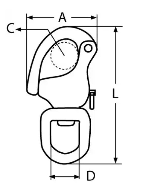 Boat Vision Snapsluiting met warteloog 70 x 12 x 12 mm