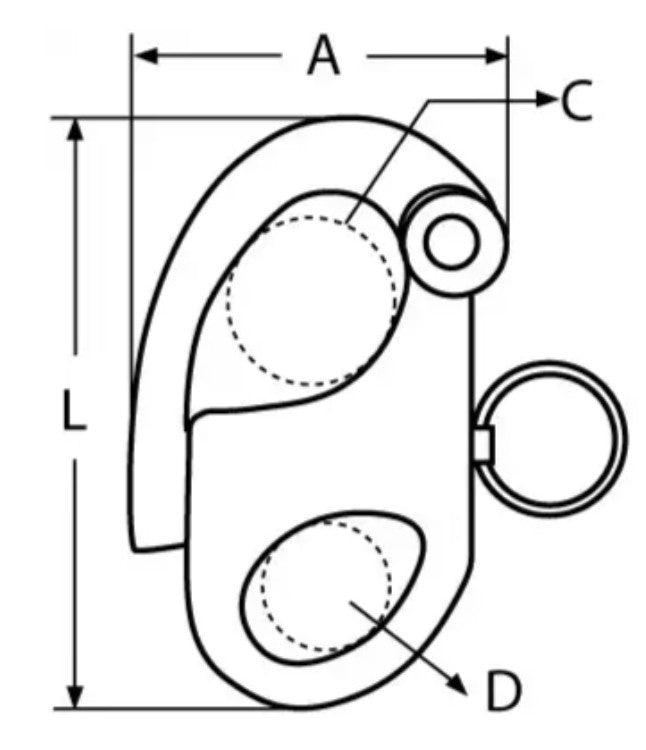 Boat Vision Snapsluiting Vastoog 52 x 12 x 9 mm. 1800 kg A4/316