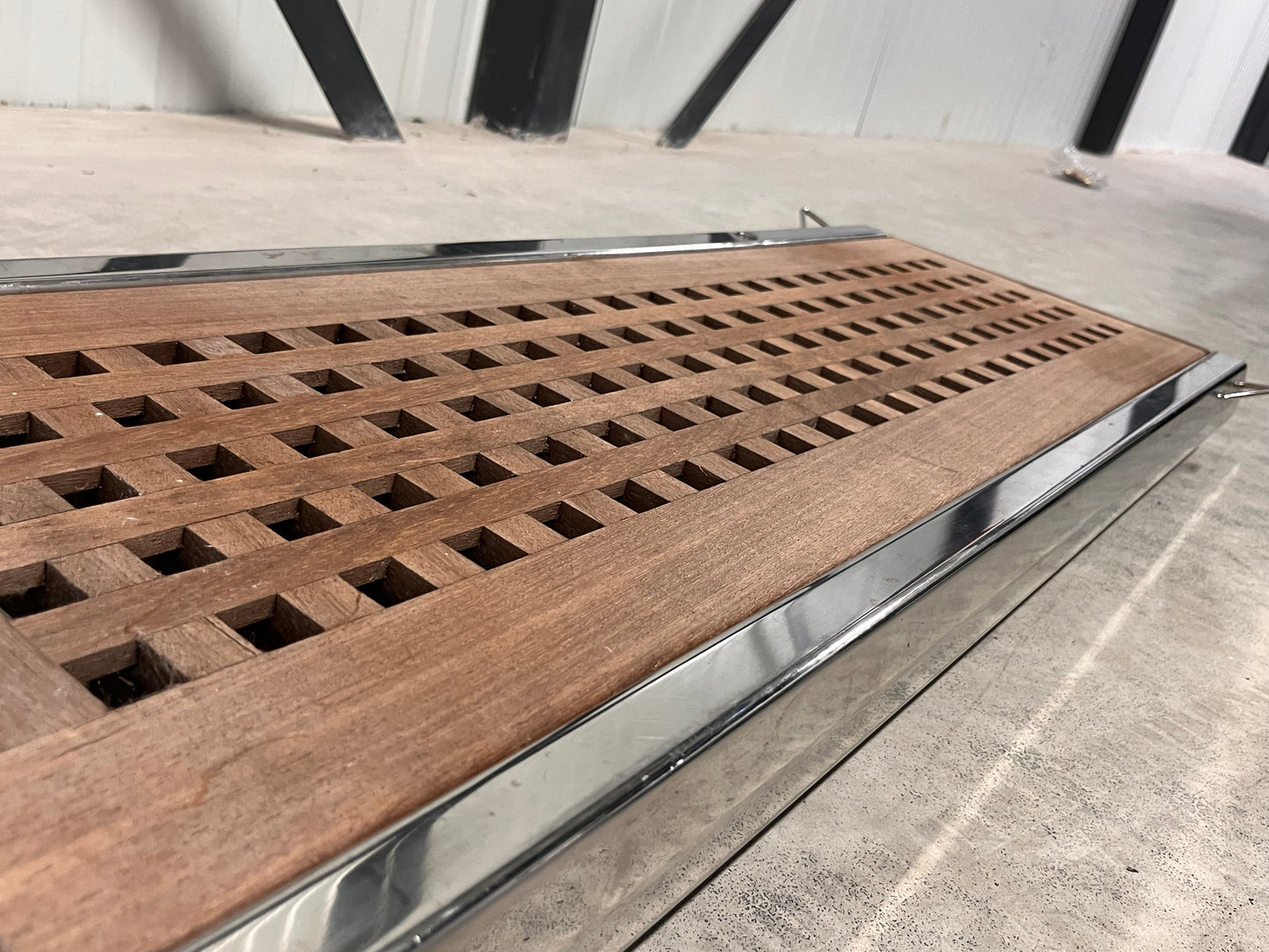 Loopplank teak / RVS 200 x 36 cm