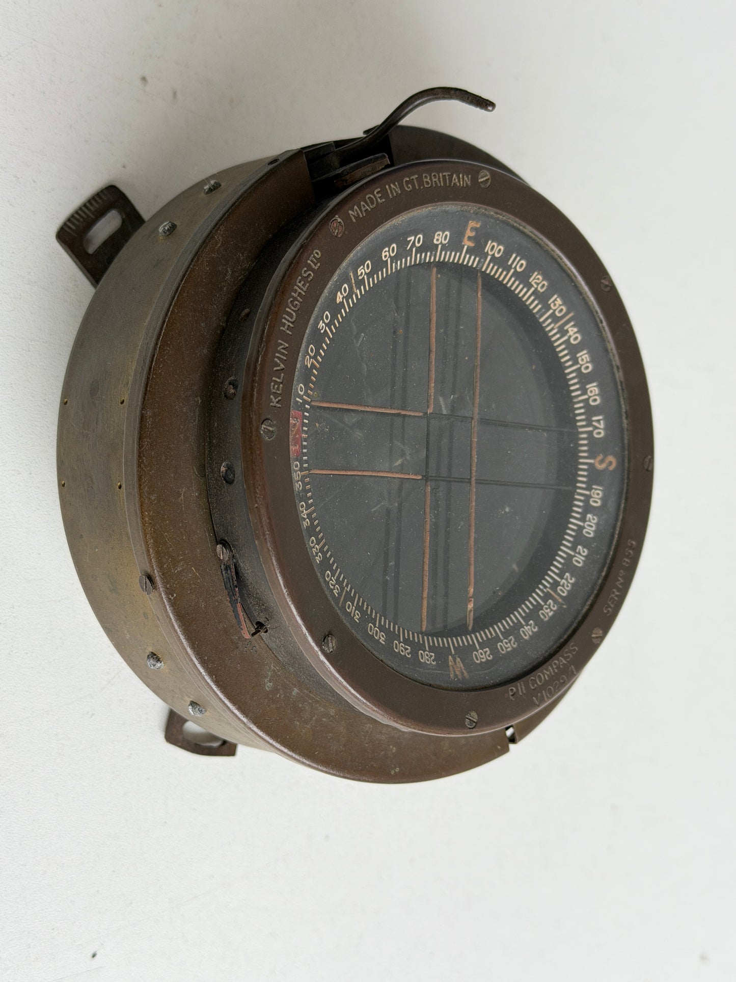 Bronzen Kelvin Hughes PII Compass V1029/1 Ser Nr2 855