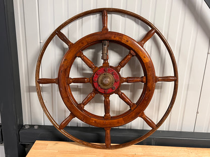 Houten stuurwiel 80 cm met bronzen draaihulp