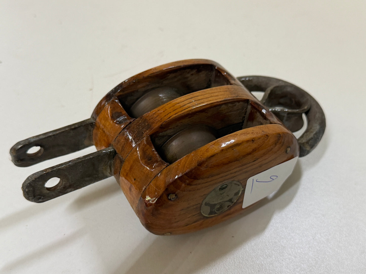 2 Houten 2 schijfs blok 40 mm tot 15 mm lijn - 9