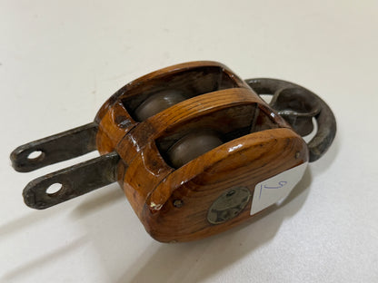 2 Houten 2 schijfs blok 40 mm tot 15 mm lijn - 9