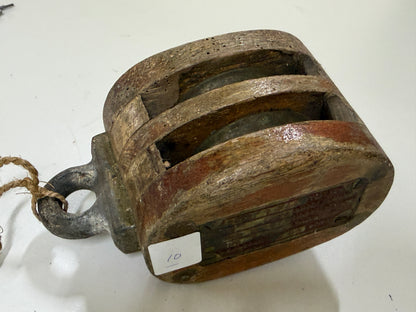 Houten 2 schijfs blok 75 mm tot 13 mm lijn - 10