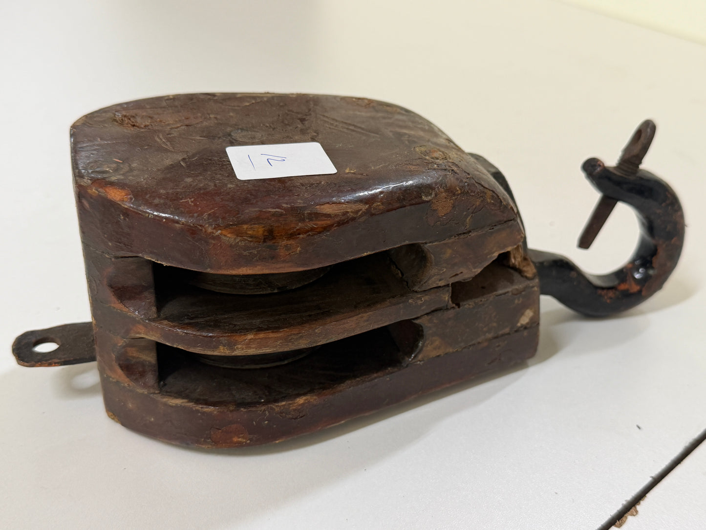 Houten 2 schijfs blok 67 mm tot 14 mm lijn - 12