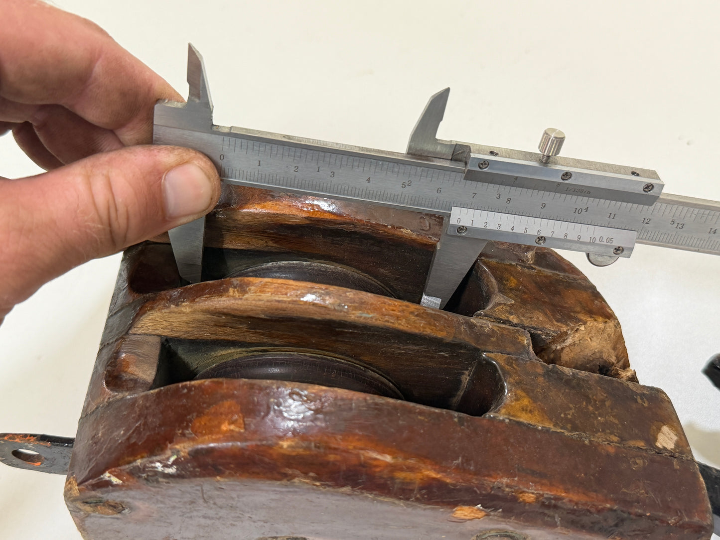 Houten 2 schijfs blok 67 mm tot 14 mm lijn - 12