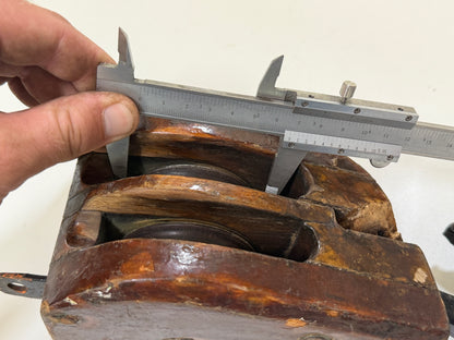 Houten 2 schijfs blok 67 mm tot 14 mm lijn - 12