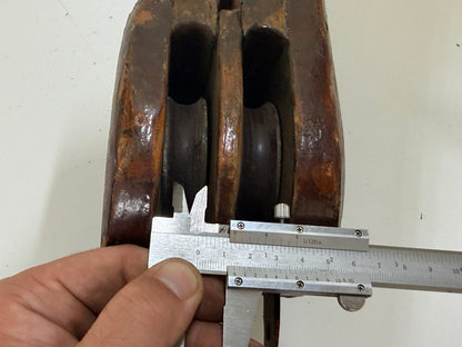 Houten 2 schijfs blok 67 mm tot 14 mm lijn - 12