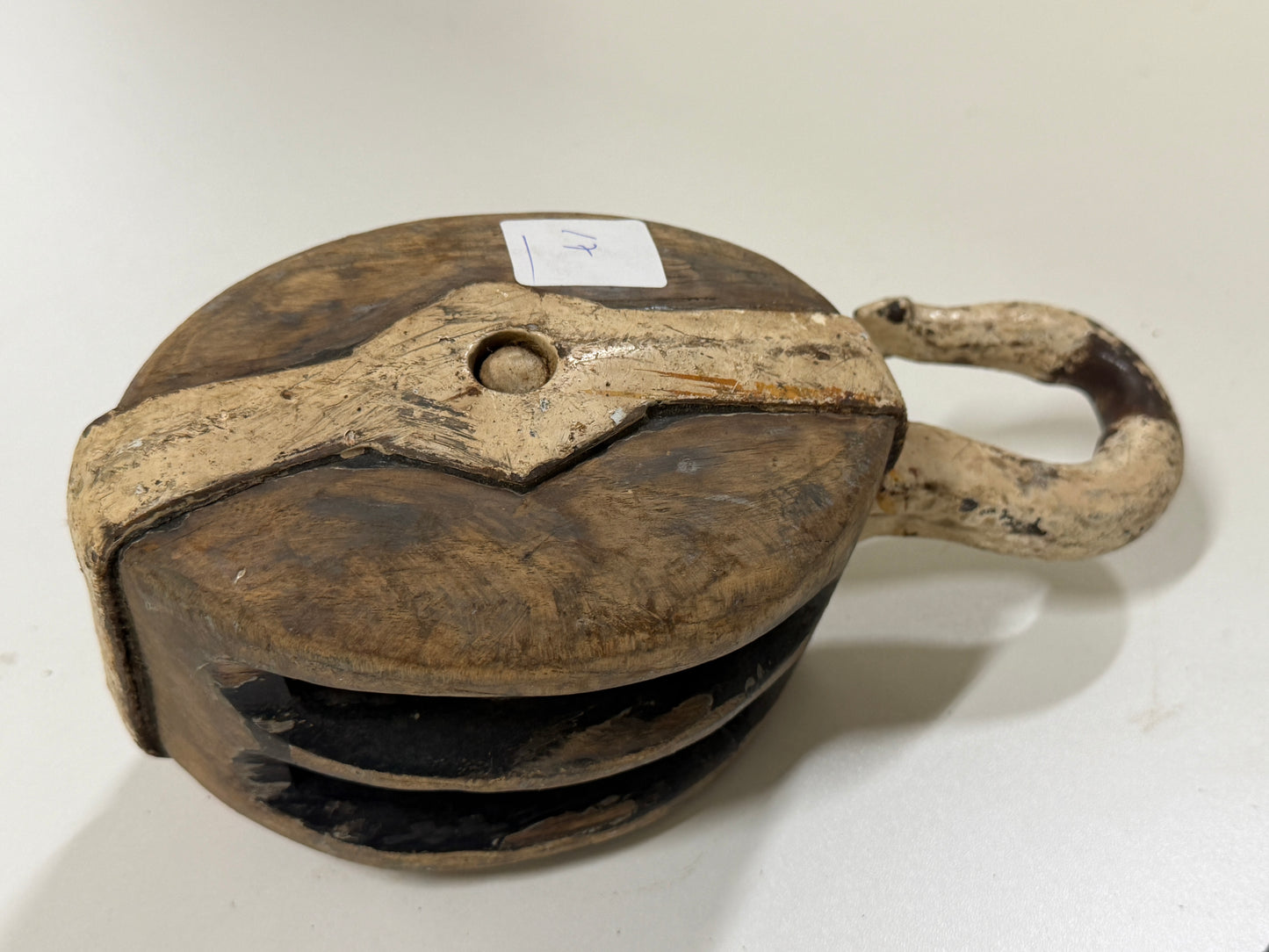 Houten 2 schijfs blok 85 mm tot 14 mm lijn - 17