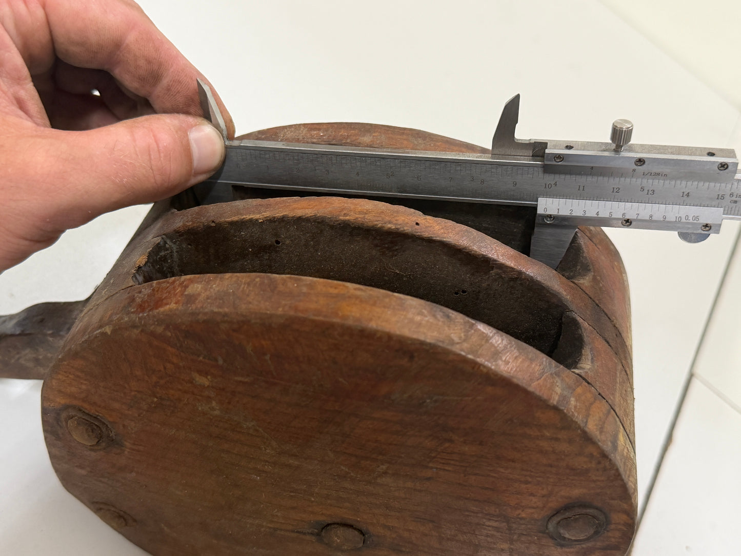 Houten 2 schijfs blok 100 mm tot 14 mm lijn - 19
