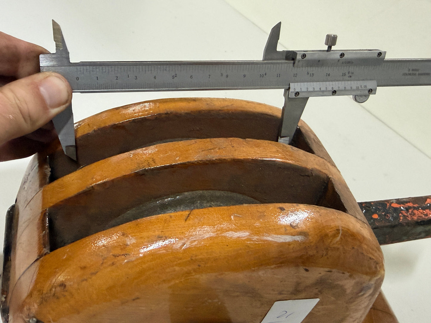 Houten 2 schijfs blok 120 mm tot 18 mm lijn - 21