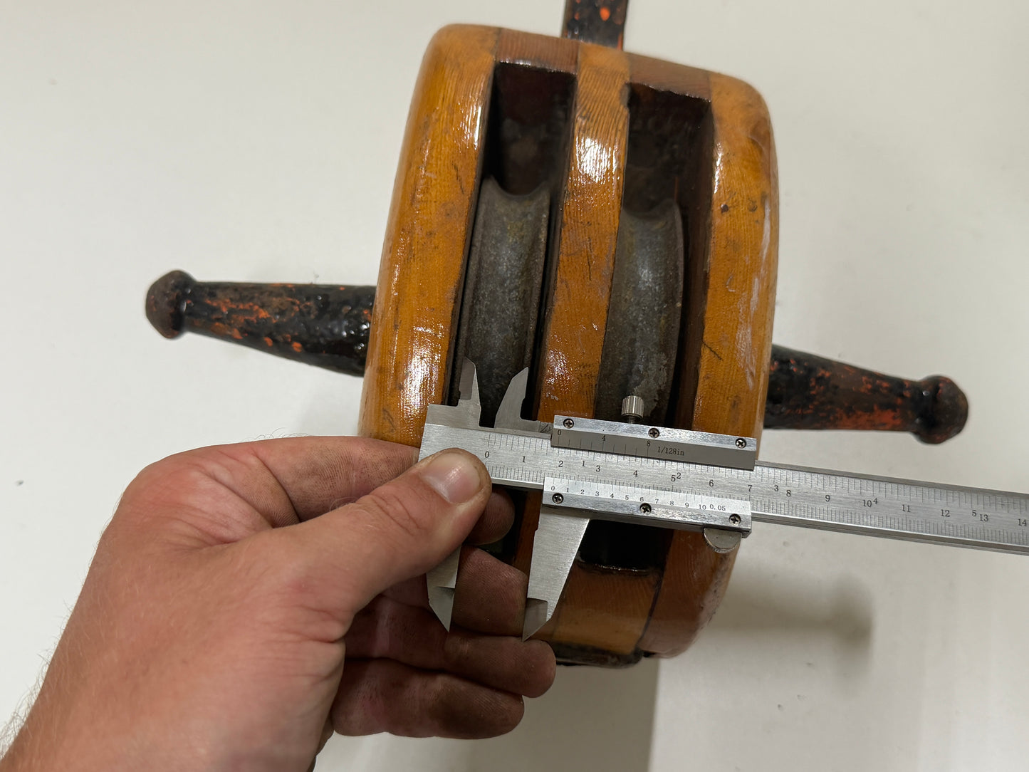 Houten 2 schijfs blok 120 mm tot 18 mm lijn - 21