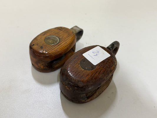 2 Houten 1 schijfs blok 40 mm tot 12 mm lijn - 24