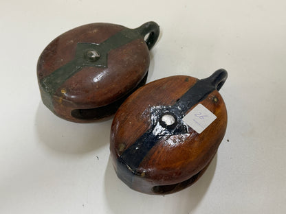 2 Houten 1 schijfs blok 87 mm tot 15 mm lijn - 26
