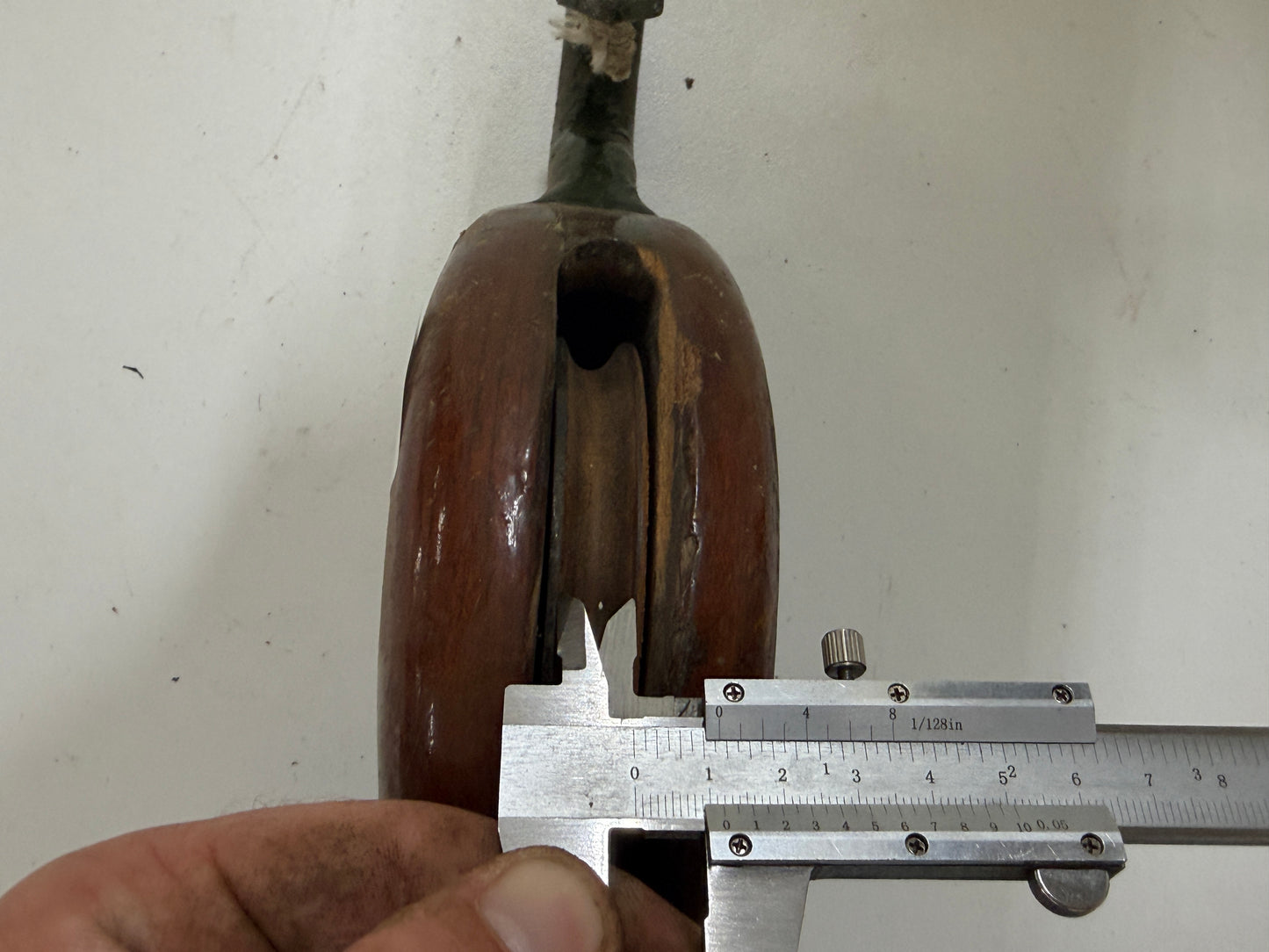 Houten 1 schijfs blok 95 mm tot 12 mm lijn/staaldrraad - 28
