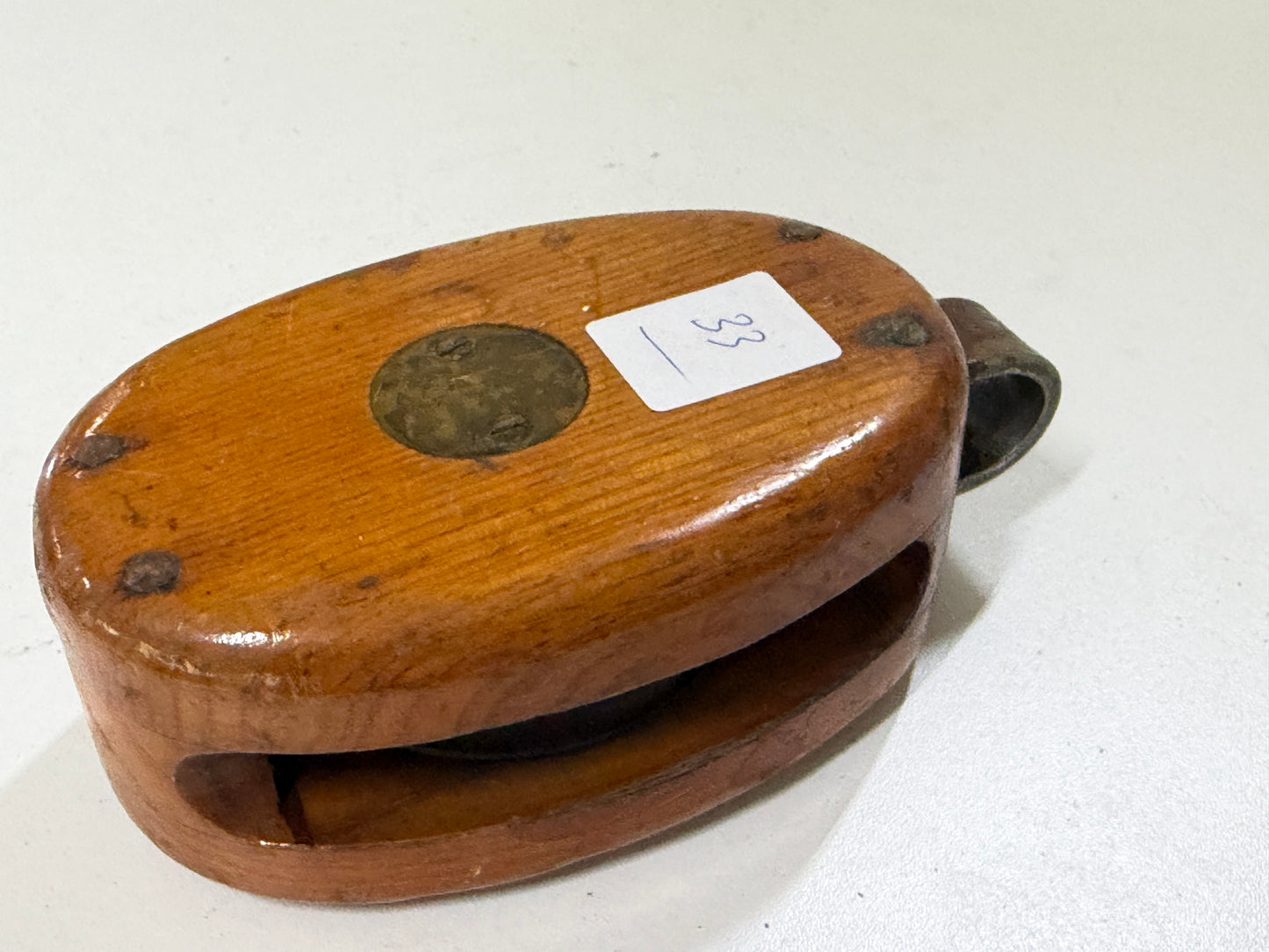 Houten 1 schijfs blok 80 mm tot 12 mm lijn - 33