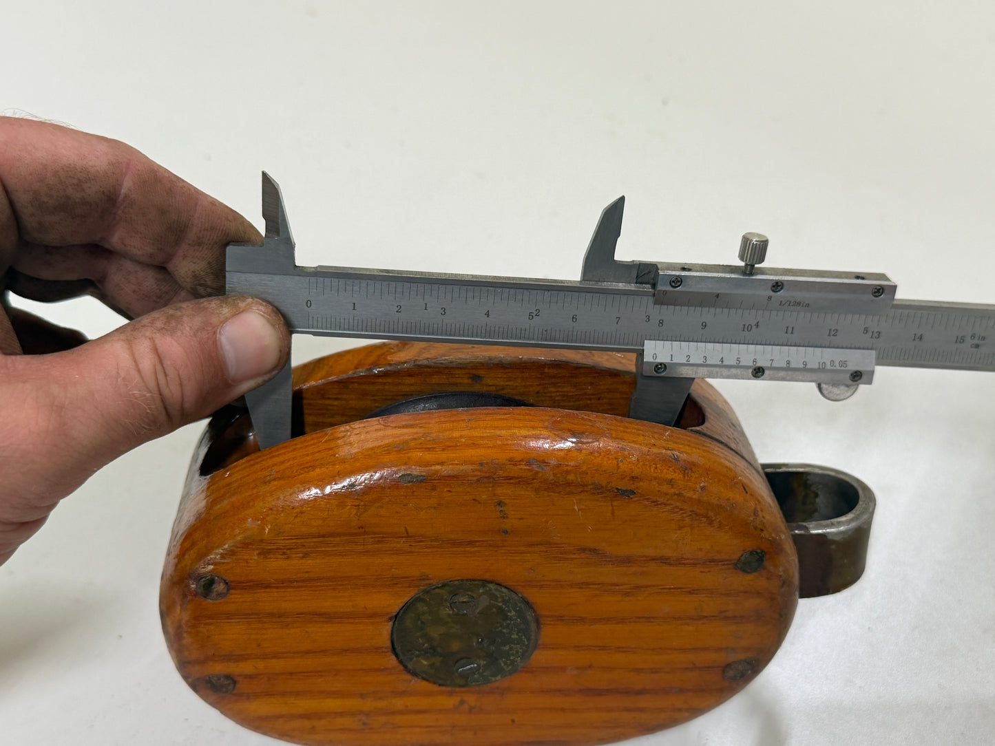 Houten 1 schijfs blok 80 mm tot 12 mm lijn - 33