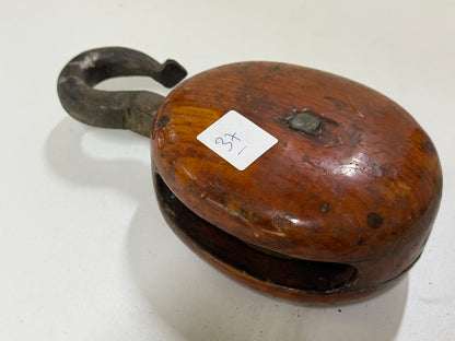 Houten 1 schijfs blok 85 mm tot 18 mm lijn - 37