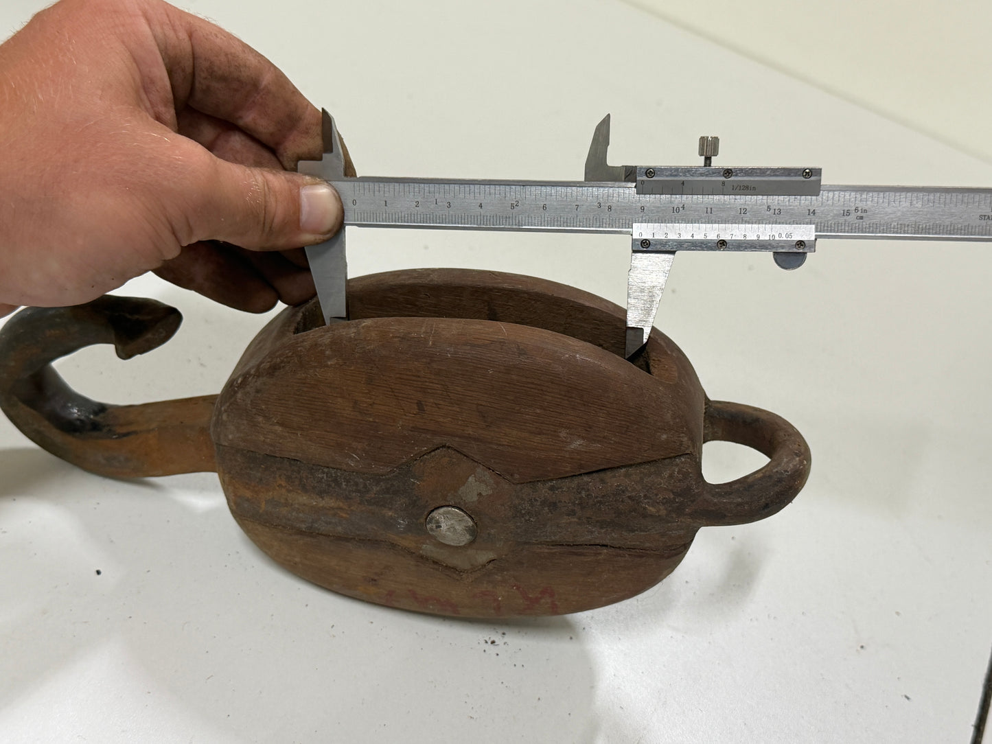 Houten 1 schijfsblok 90 mm tot 14 mm lijn - 44