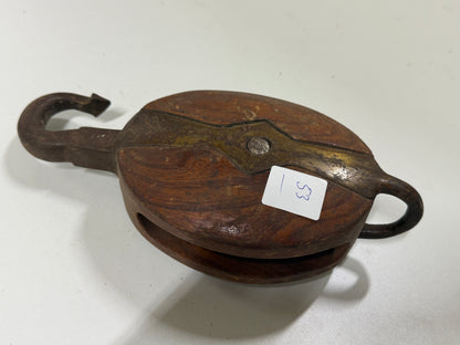 Houten 1 schijfsblok 82 mm tot 14 mm lijn - 53