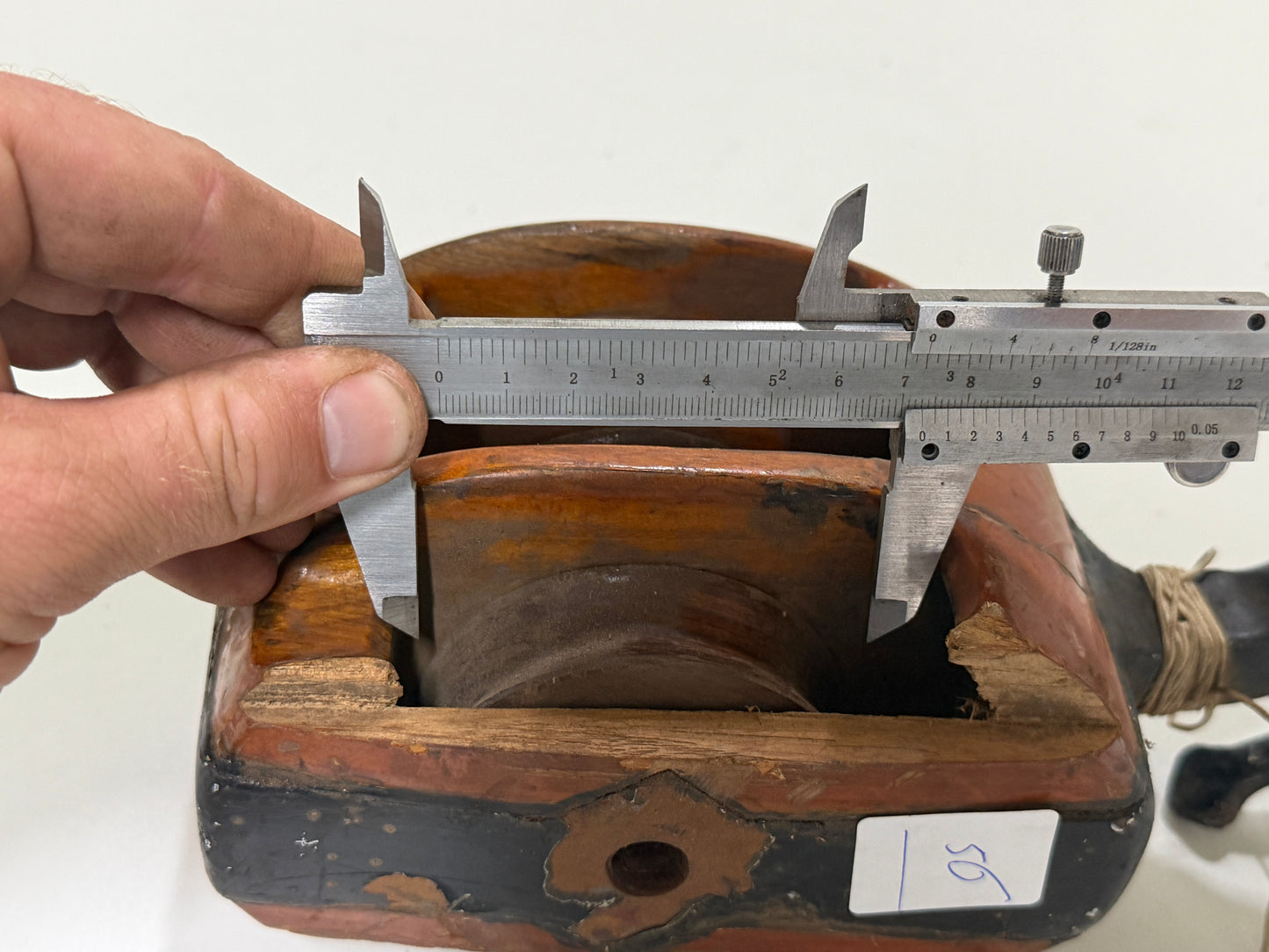 Houten 3 schijfsblok 75 mm tot 18 mm lijn - 56