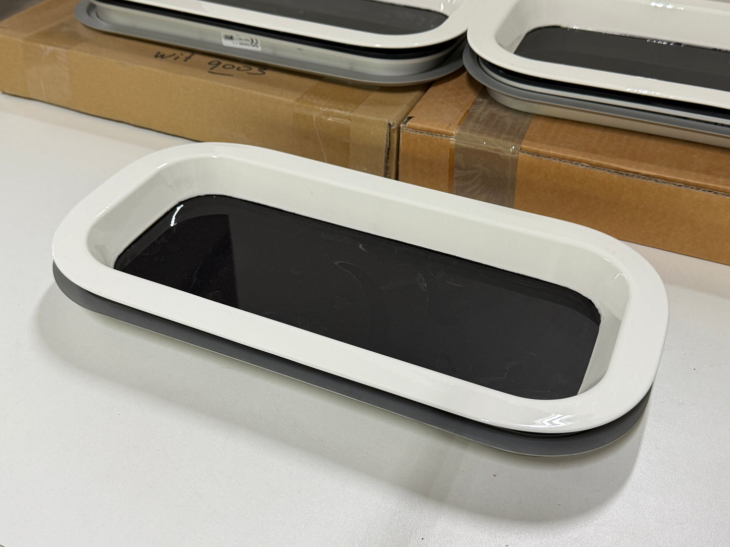 Gebo patrijspoort vast 375 x 175 mm WIT - NIEUW