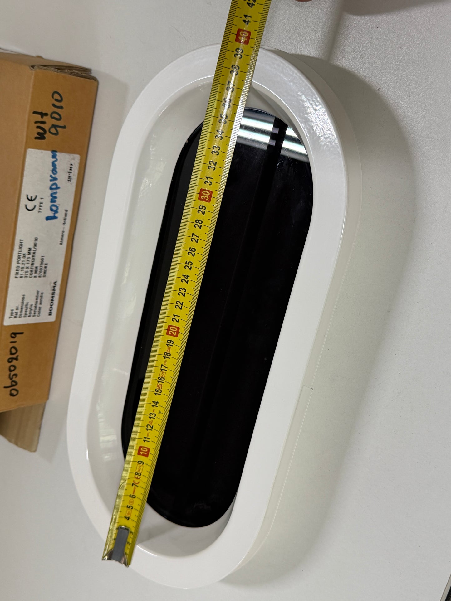 Gebo patrijspoort vast 375 x 175 mm kogelrond WIT - NIEUW