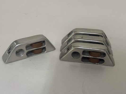Aluminium 2 schijfs schildpadblok met oog 25 mm tot 8 mm lijn