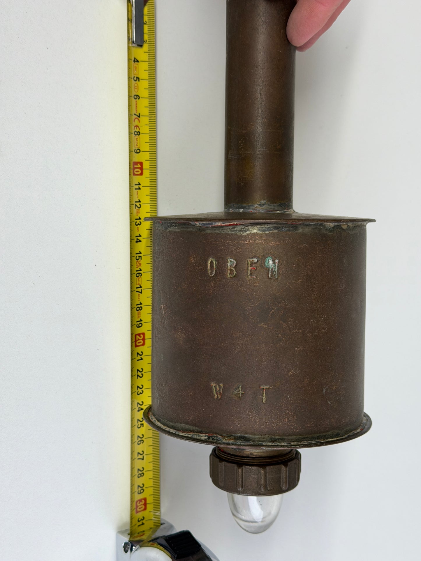 Antieke reddingslamp / opsporingslamp van brons