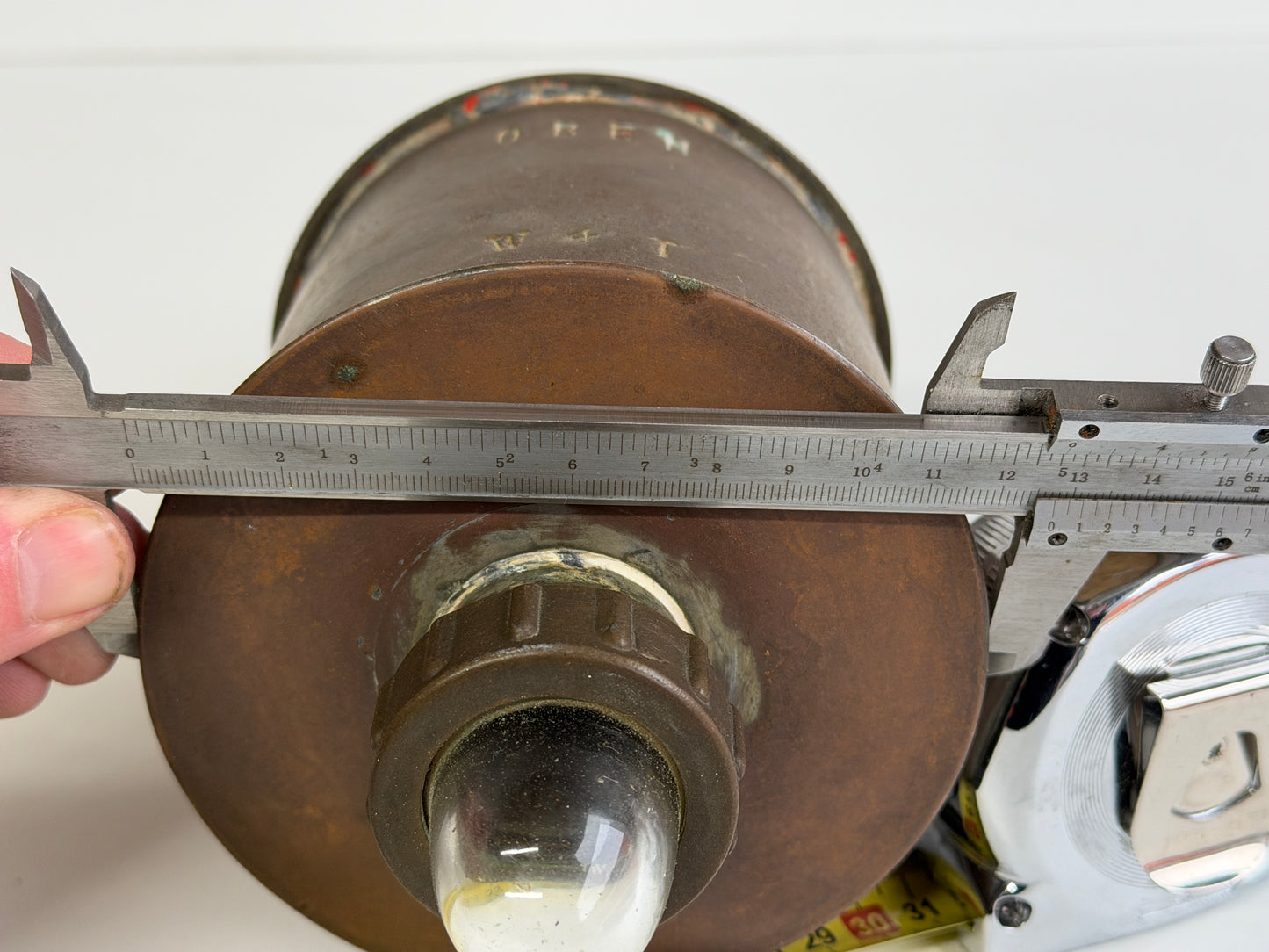 Antieke reddingslamp / opsporingslamp van brons