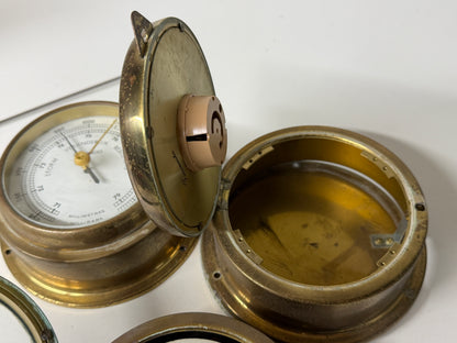 Bronzen/messing Inproco klok/temperatuur/barometer