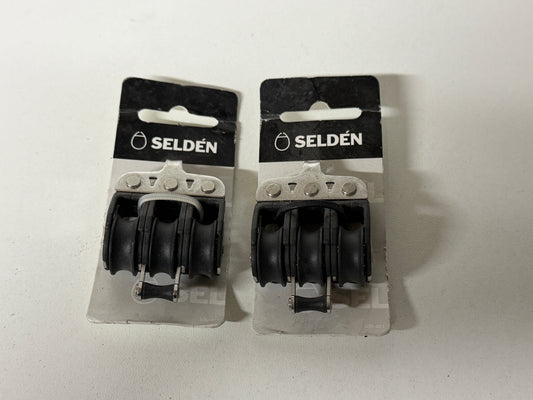 Selden 2 schijfs blok 20 mm gelagerd met hondsvot