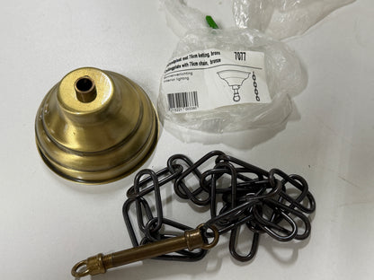 Plafondplaat met 75 cm ketting, brons/messing