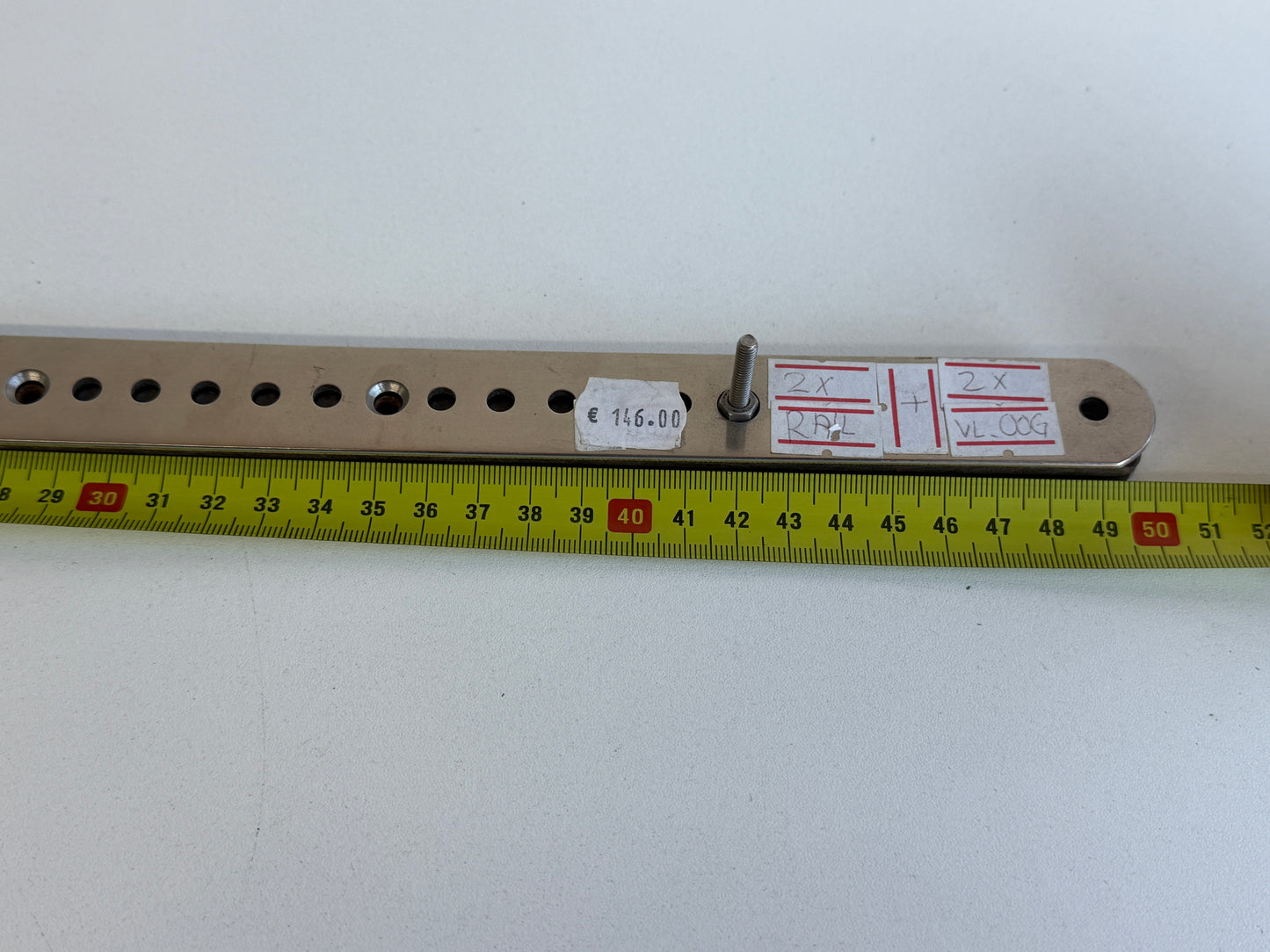 2 x Rail + oog slede 50 cm lang 25 mm breed