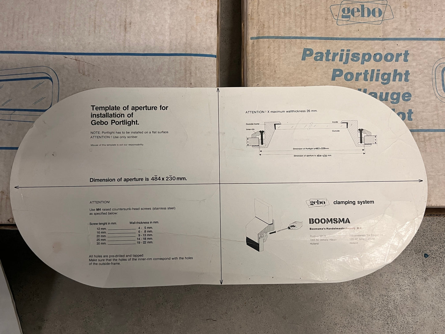 Gebo patrijspoort kogelrond / open raam 505 x 255 mm