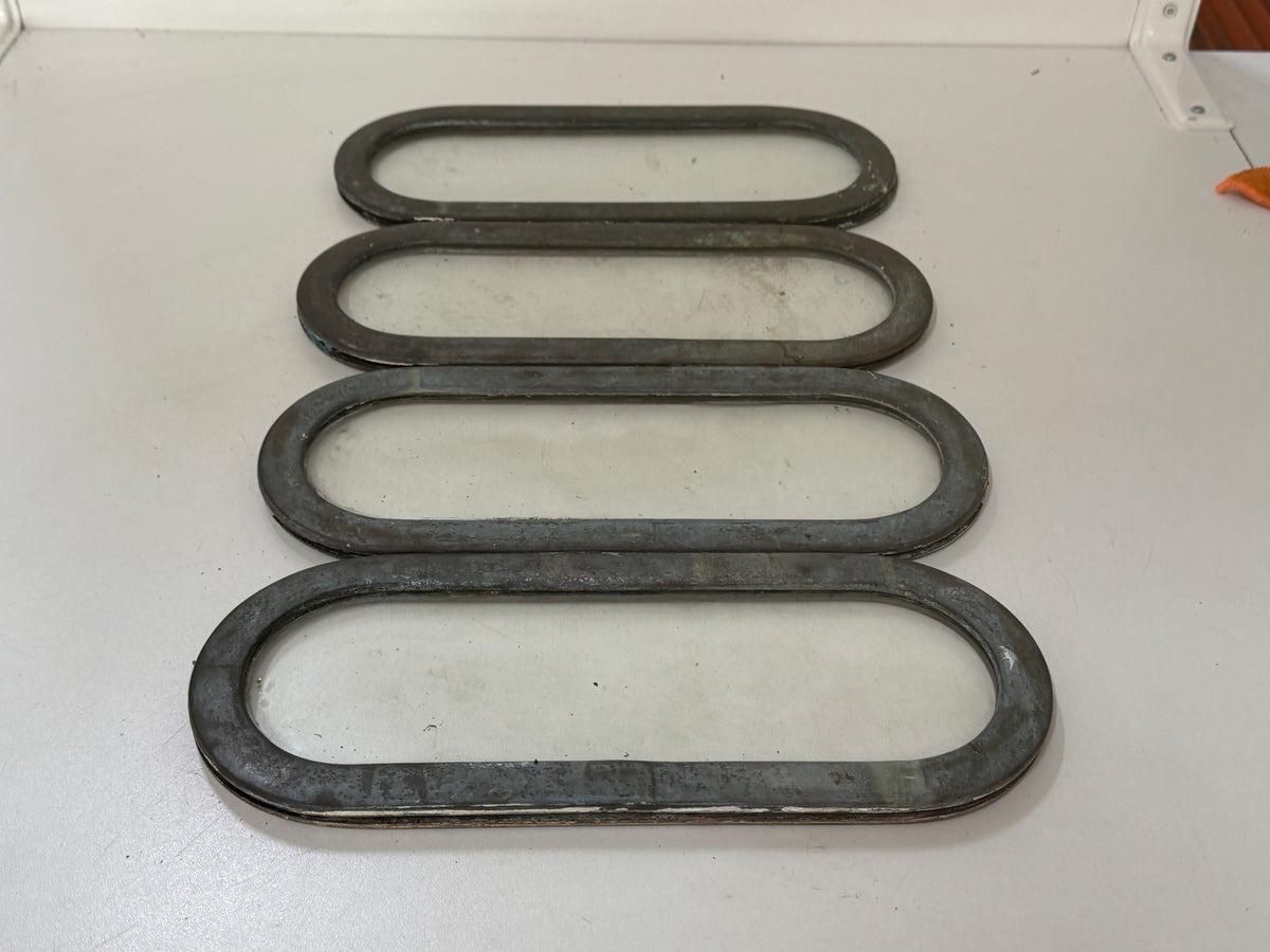 6 x bronzen / messing lichtrand / pratrijspoort met tegenringen