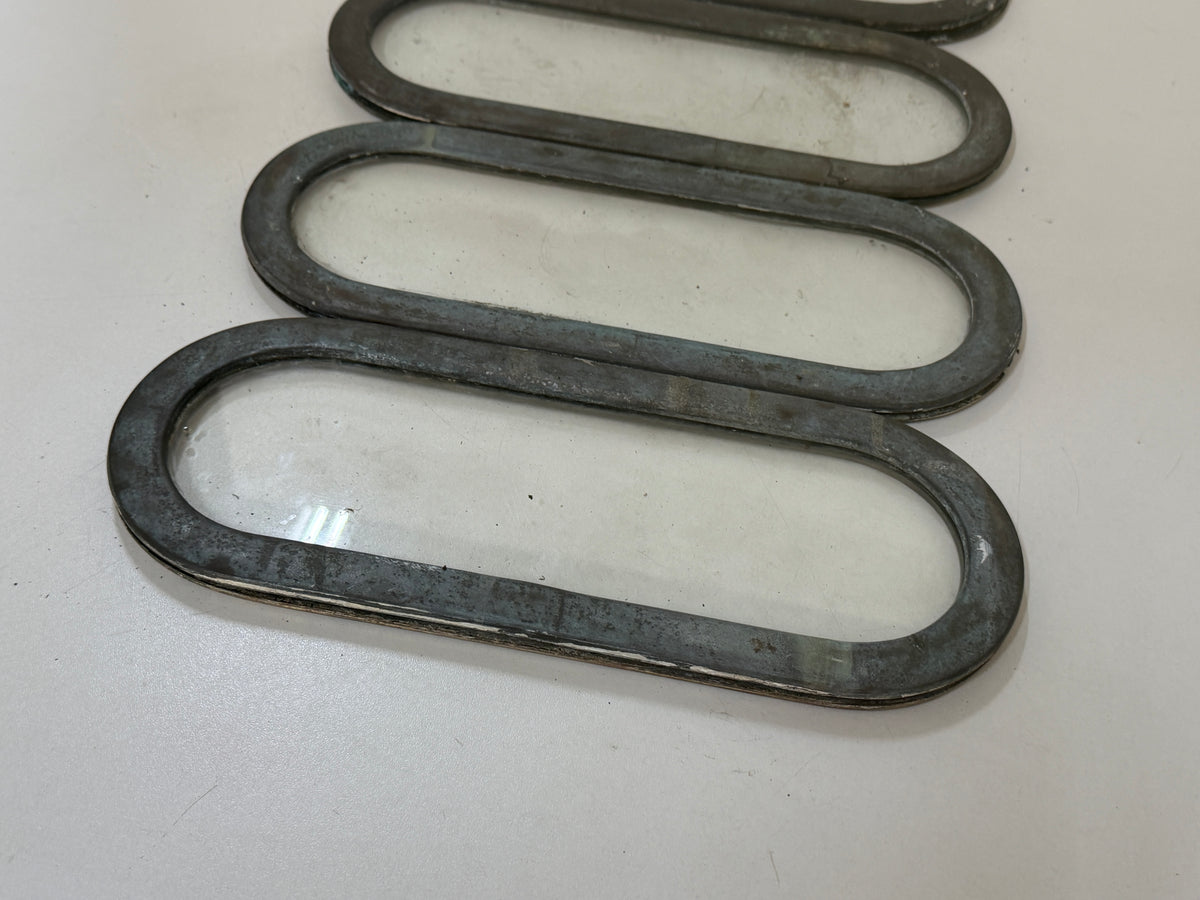 6 x bronzen / messing lichtrand / pratrijspoort met tegenringen