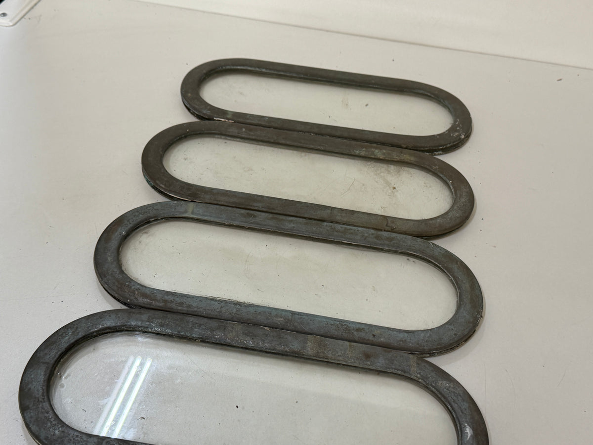 6 x bronzen / messing lichtrand / pratrijspoort met tegenringen