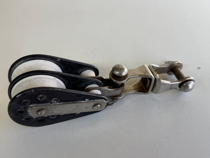 2 schijfs blok 42 mm 12 mm lijn + draaiwartel