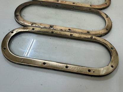 6 x bronzen / messing lichtrand / pratrijspoort met tegenringen
