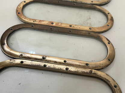 6 x bronzen / messing lichtrand / pratrijspoort met tegenringen