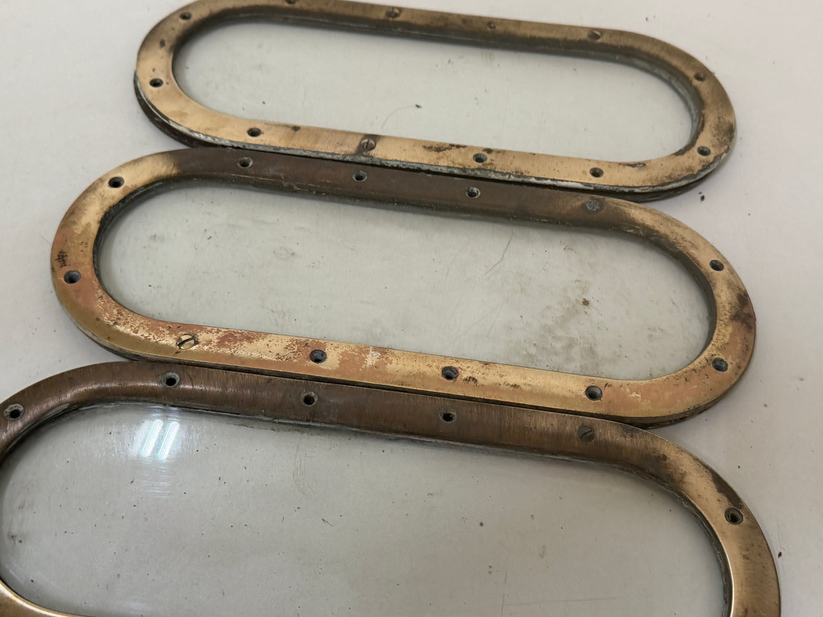 6 x bronzen / messing lichtrand / pratrijspoort met tegenringen