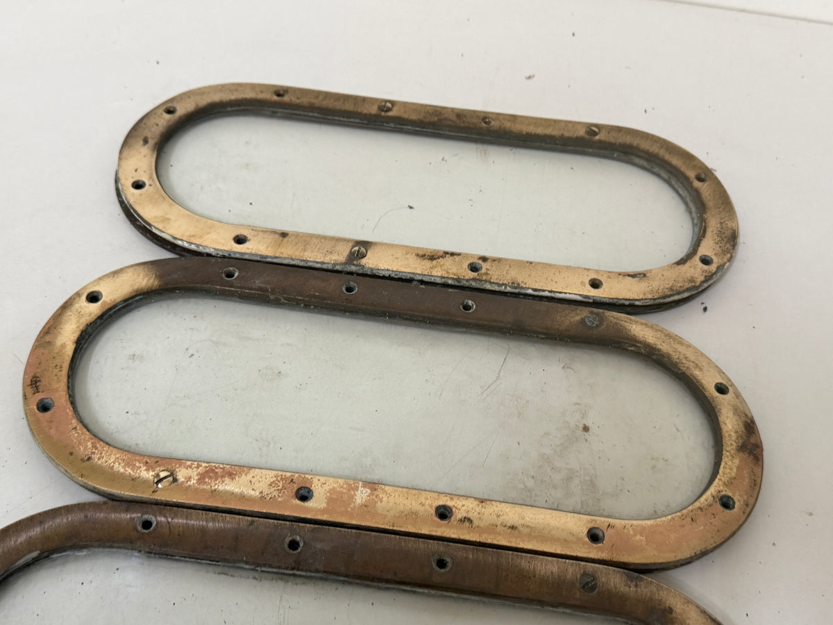 6 x bronzen / messing lichtrand / pratrijspoort met tegenringen
