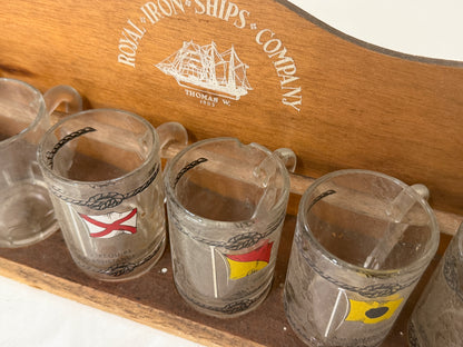 Houten borrelglasrek Royal Iron Ships Company