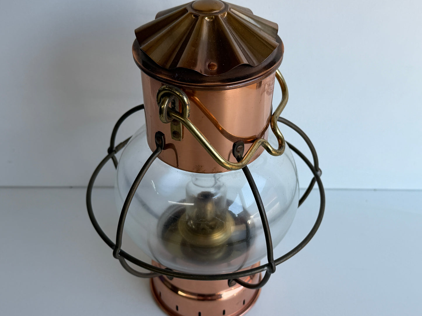 Messing/koper Trawlerlamp / olielamp / lamp 28 cm hoog