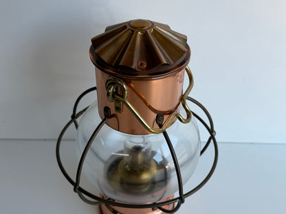 Messing/koper Trawlerlamp / olielamp / lamp 28 cm hoog